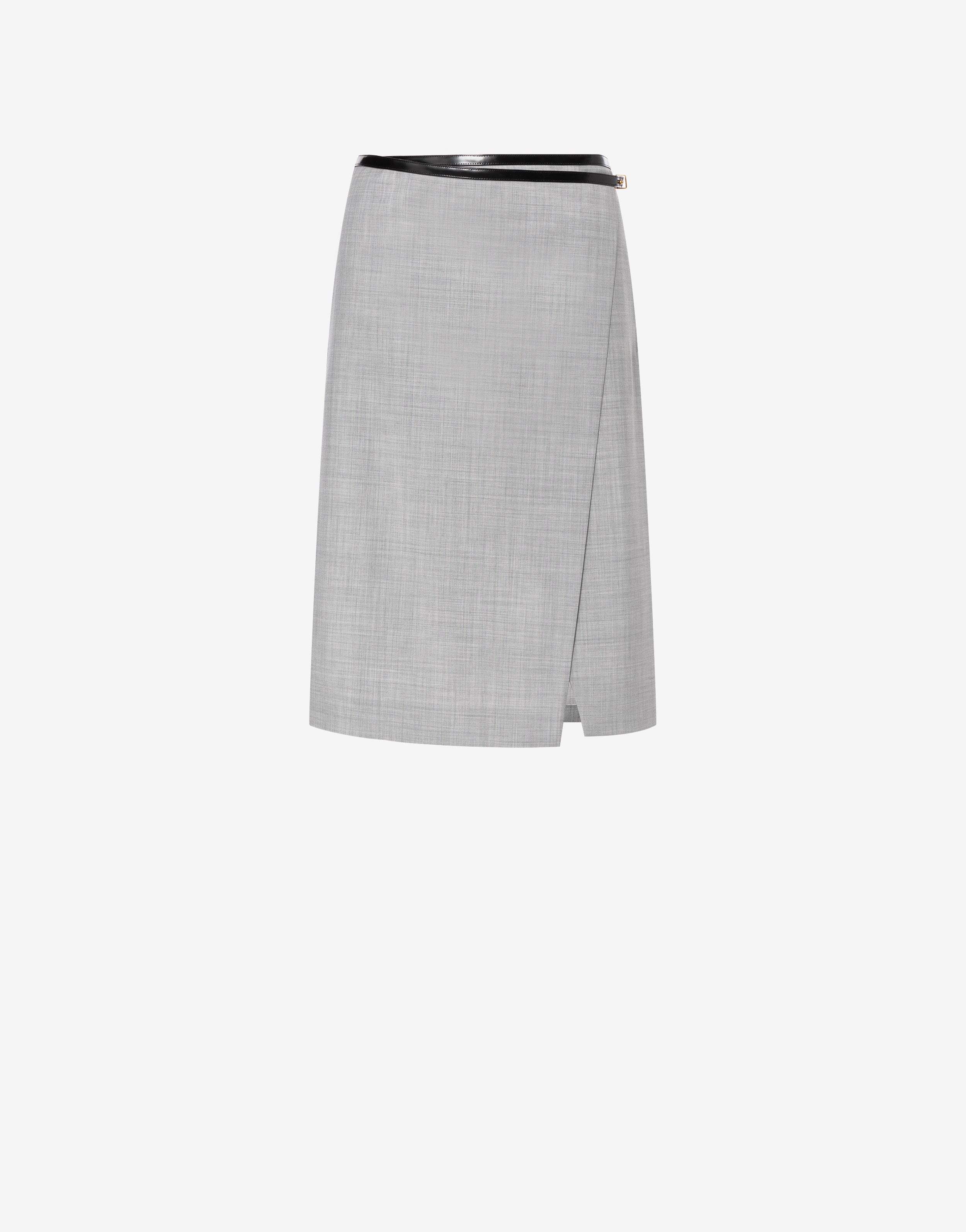 Grey pencil wrap skirt best sale