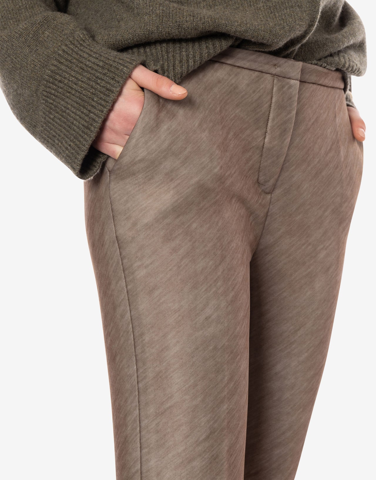 Pantalon droit en cuir nappa imprimé