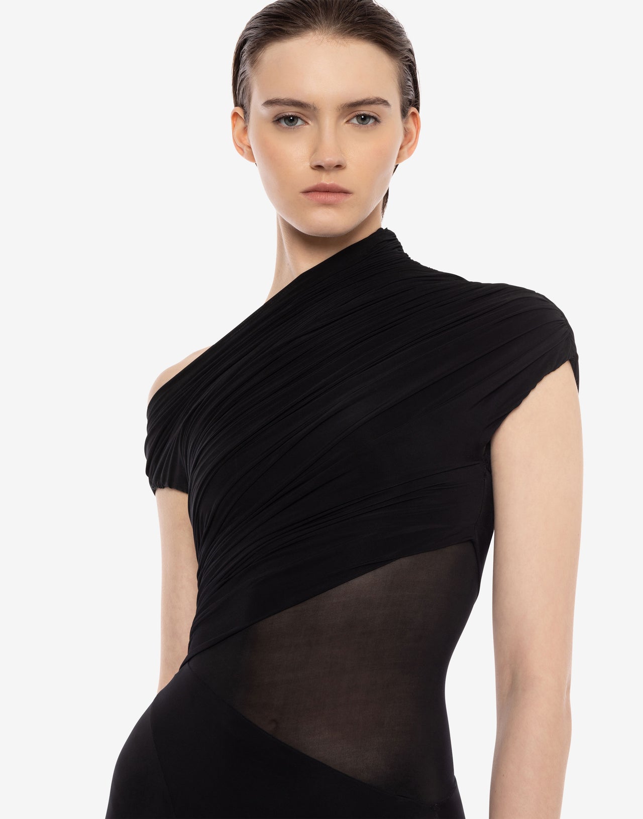 One-shoulder dress in lightweight jersey