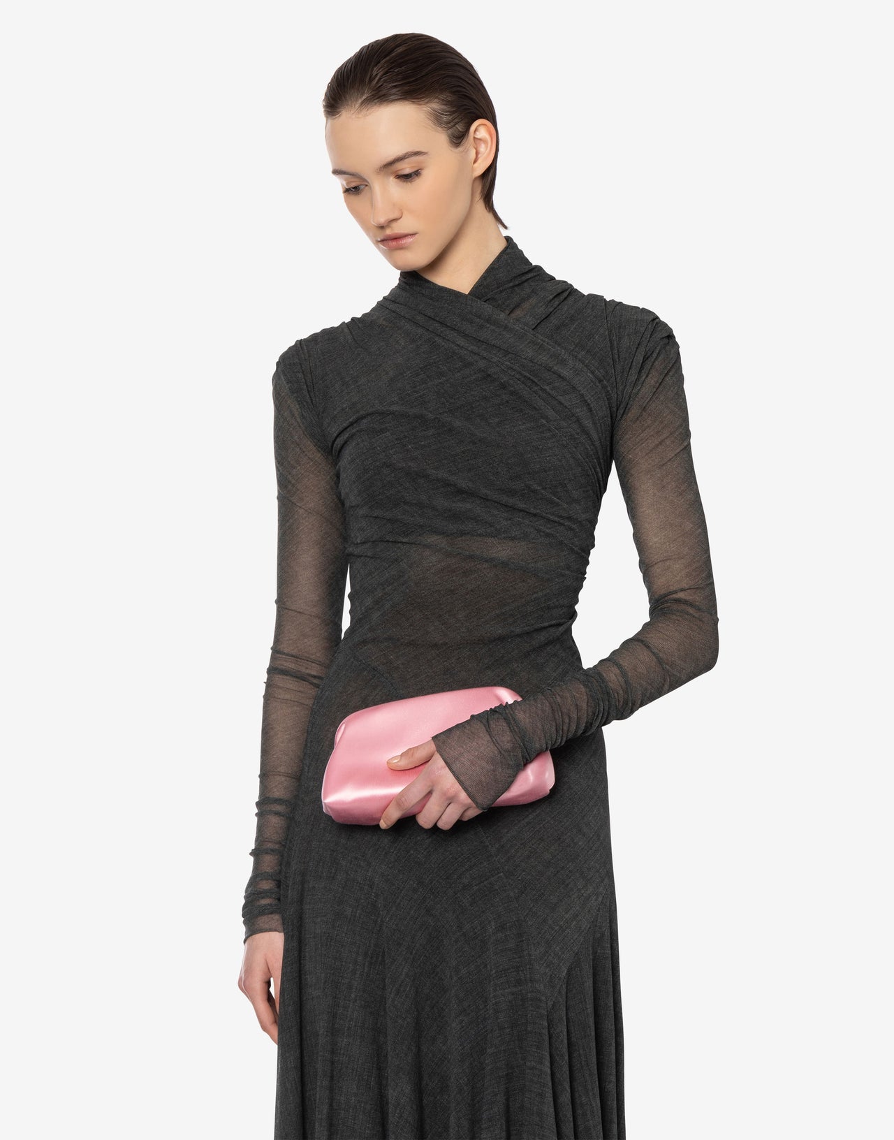 'Lauren' clutch in small, made from duchess satin