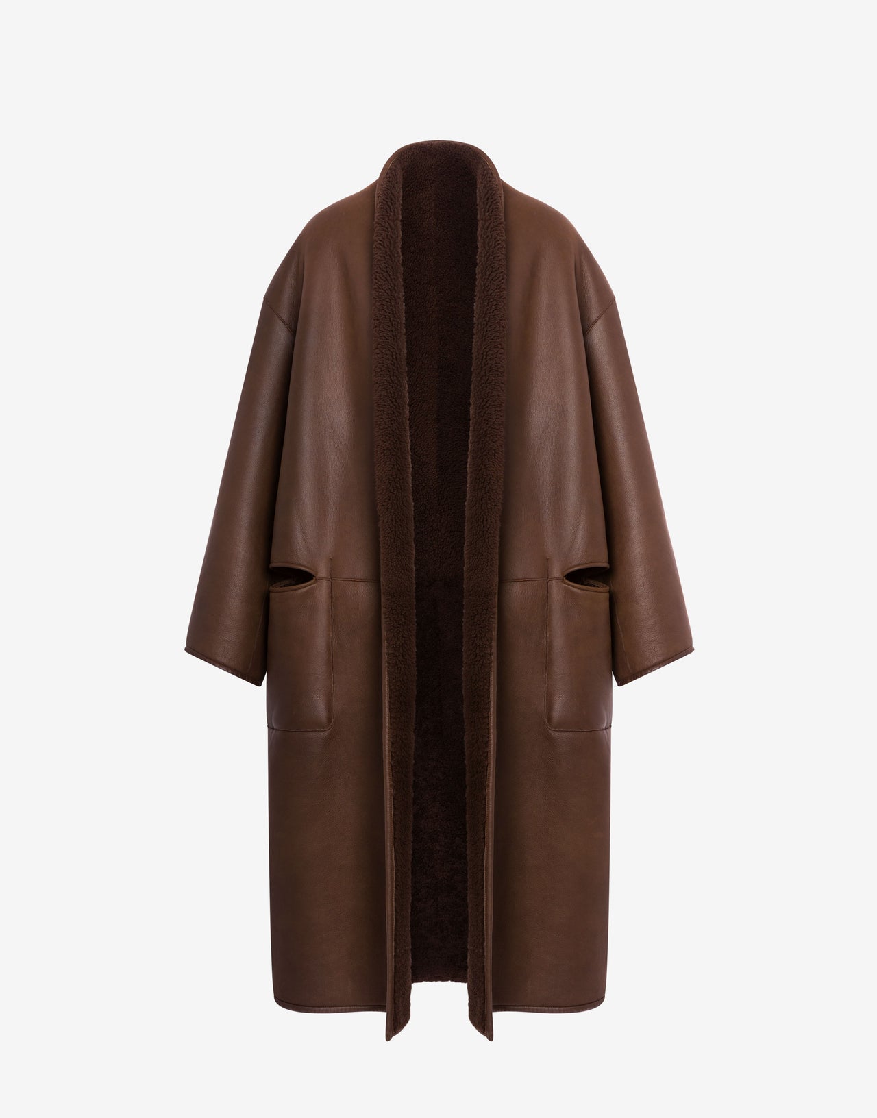 Oversized reversible sheepskin coat