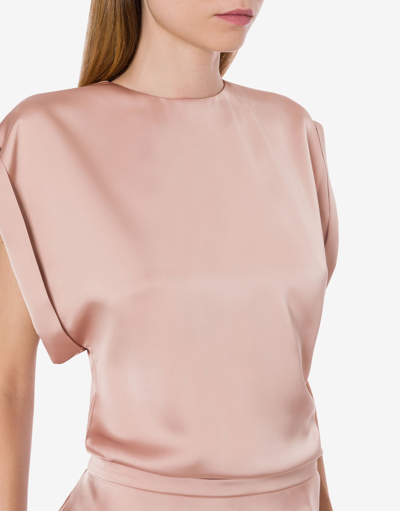 Satin blouse with rolled-up sleeves