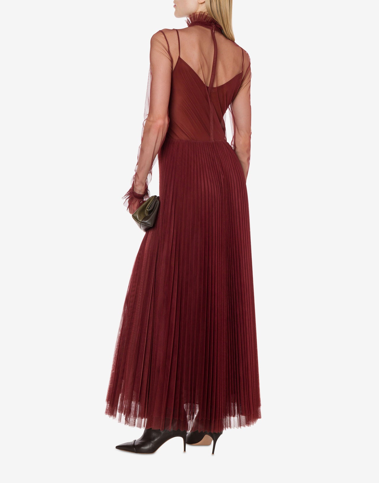 Long tulle dress with pleats