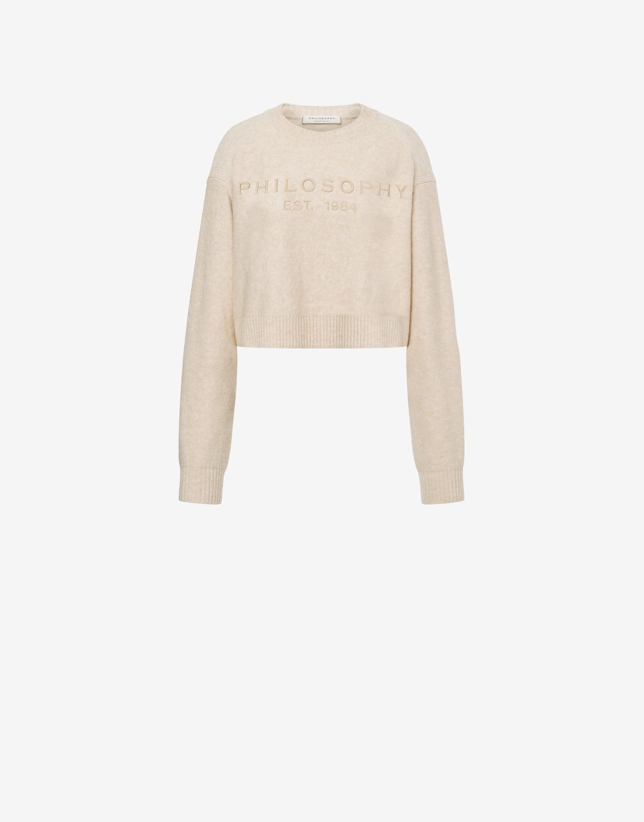 Wool blend cropped jumper with embroidery