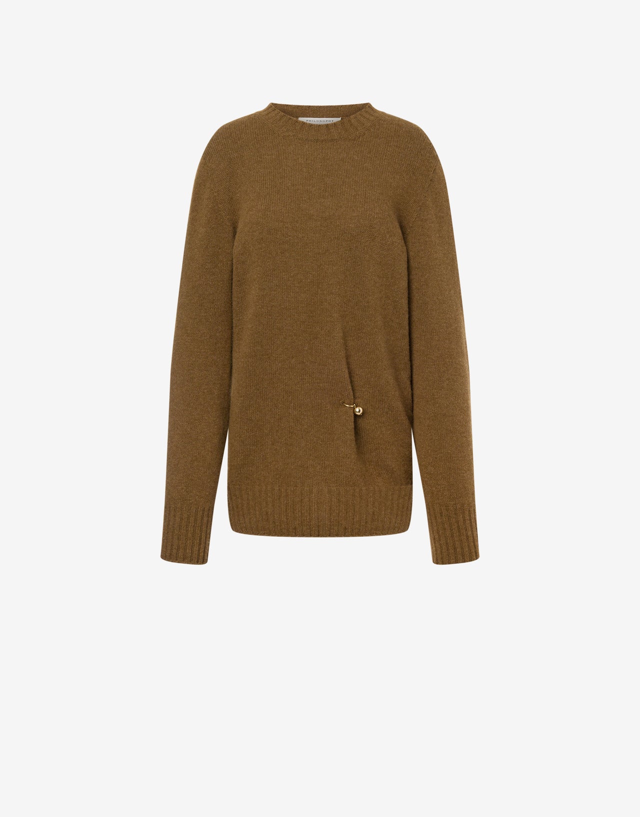 Wool and cashmere blend jumper with piercing-ball