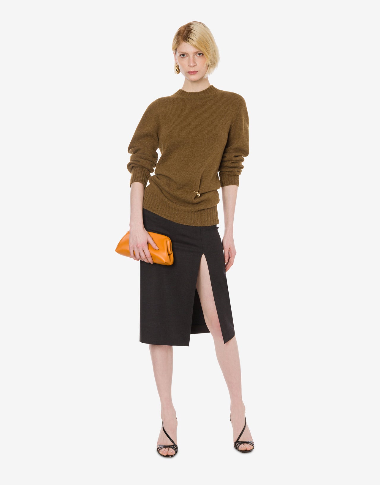 Wool and cashmere blend jumper with piercing-ball