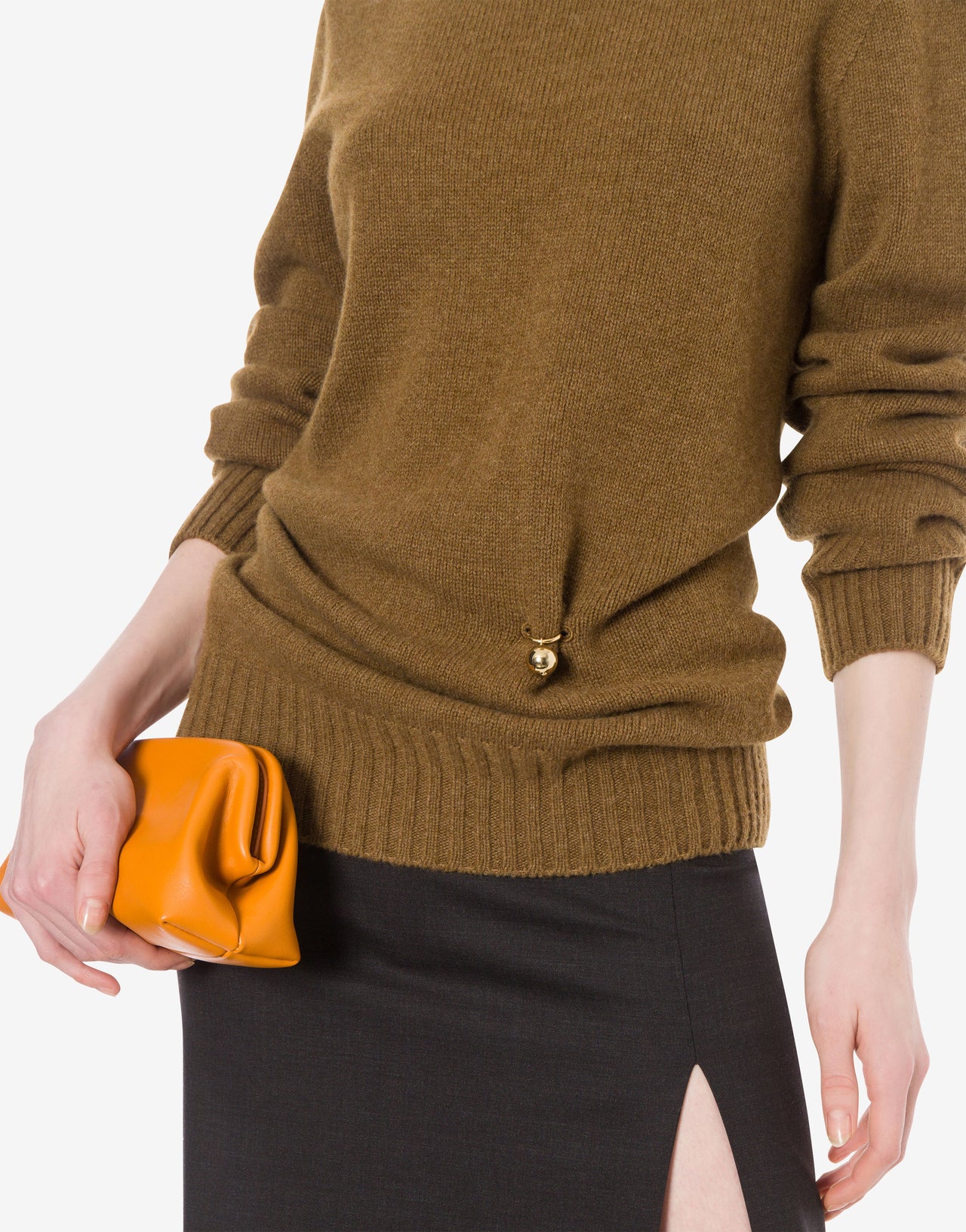 Wool and cashmere blend jumper with piercing-ball