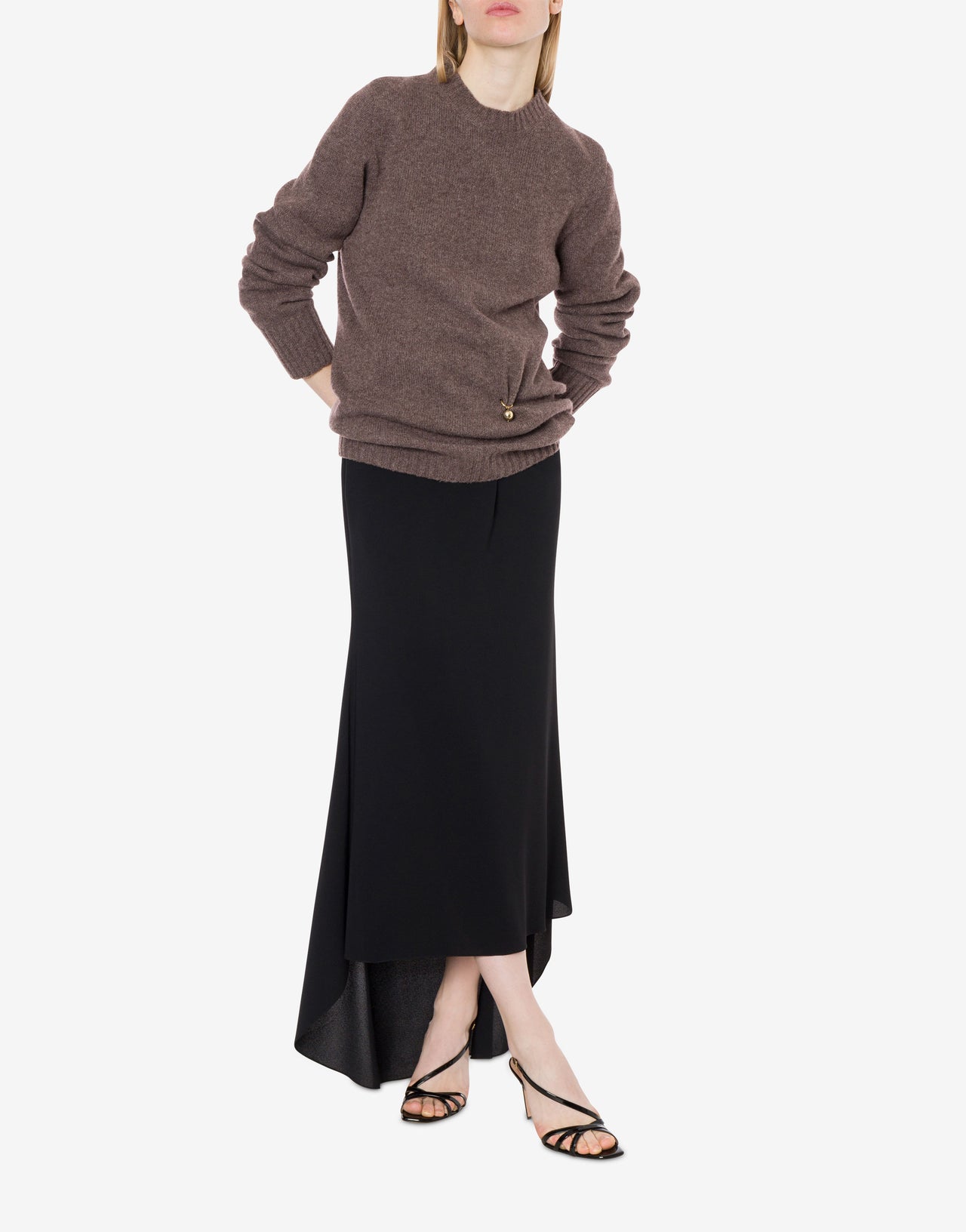 Wool and cashmere blend jumper with piercing-ball