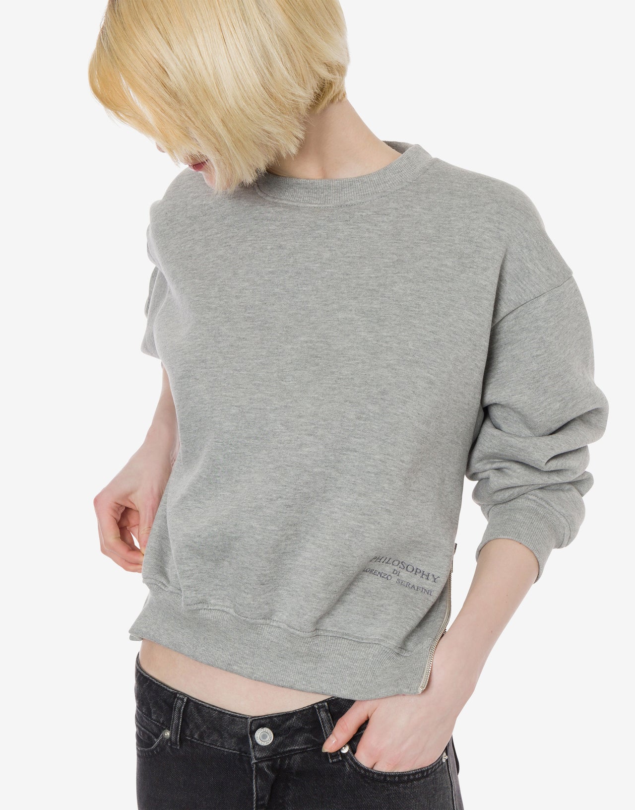 Brushed cotton sweatshirt with zip