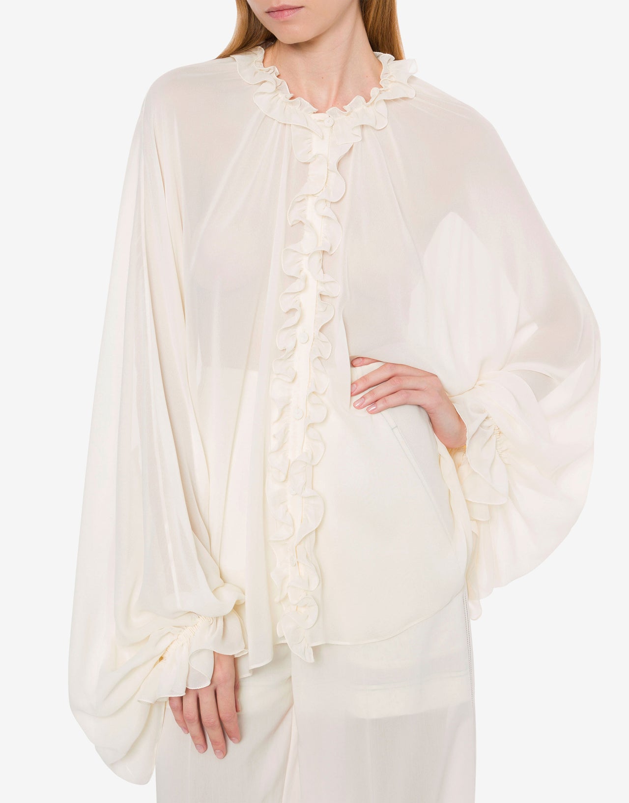 Silk blend georgette cape shirt