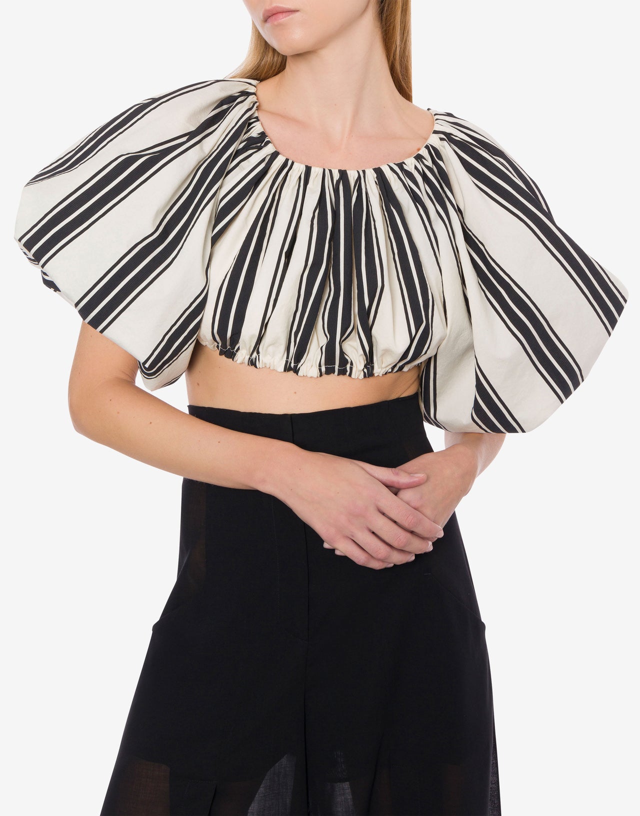 Cotton and nylon striped crop top