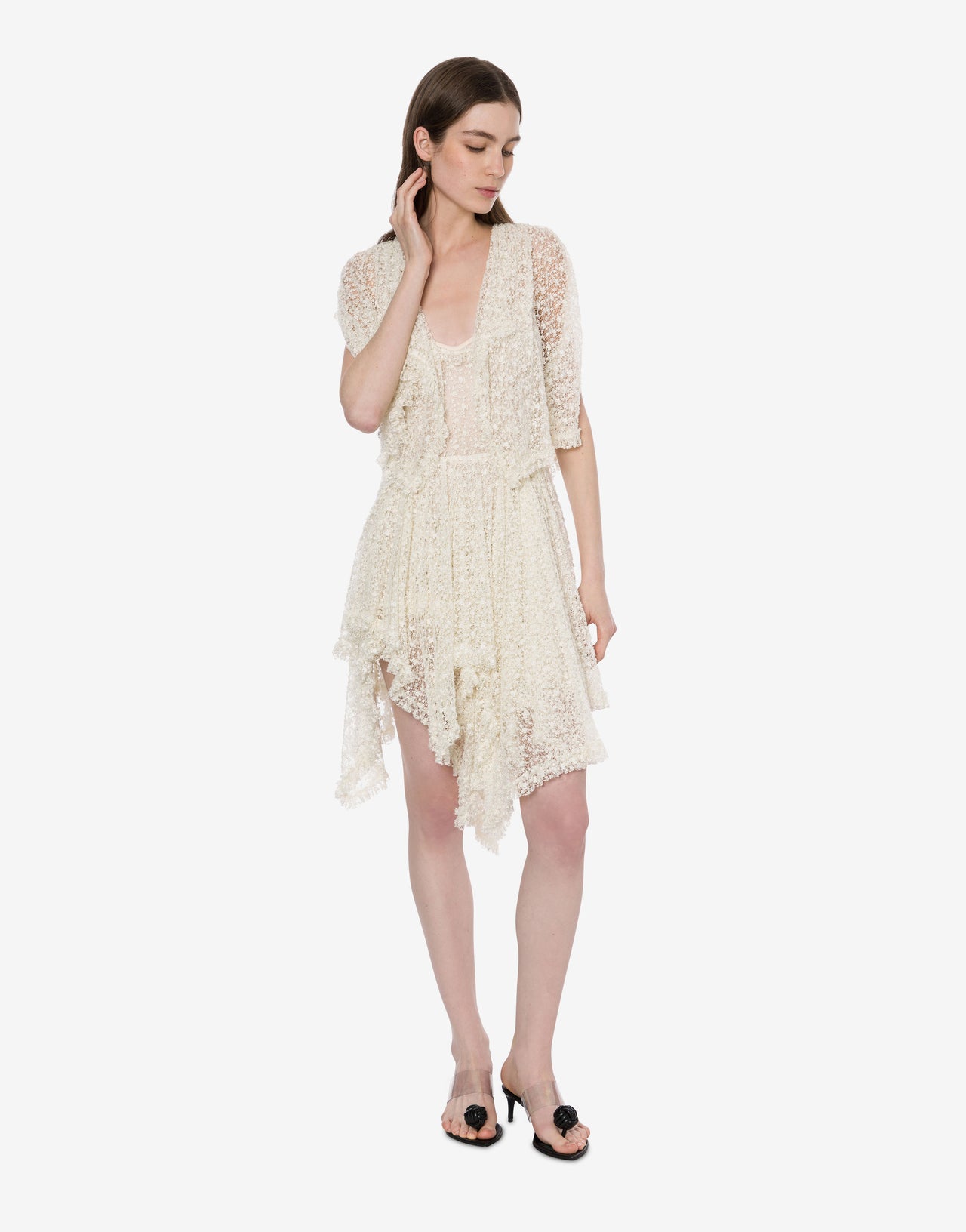 Lace minidress with cape