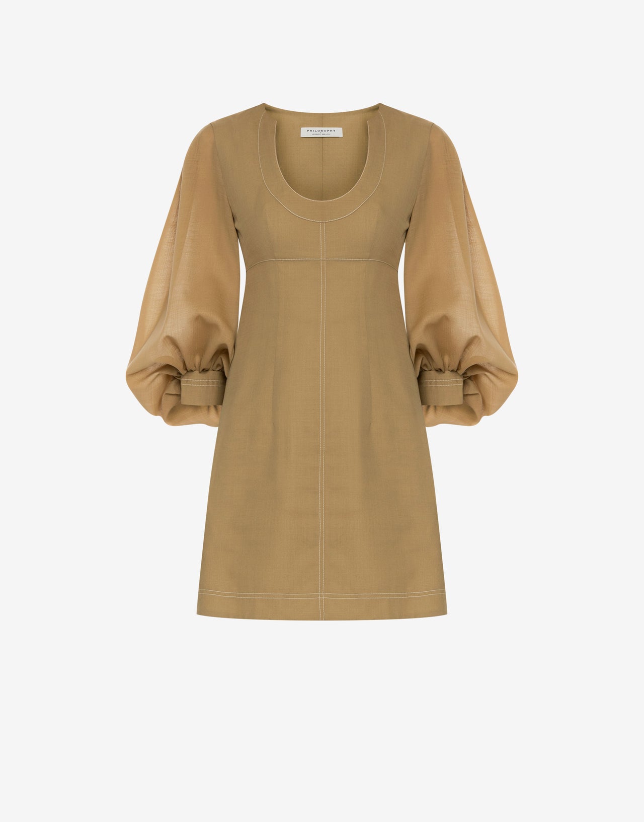 Voile minidress with voluminous sleeves