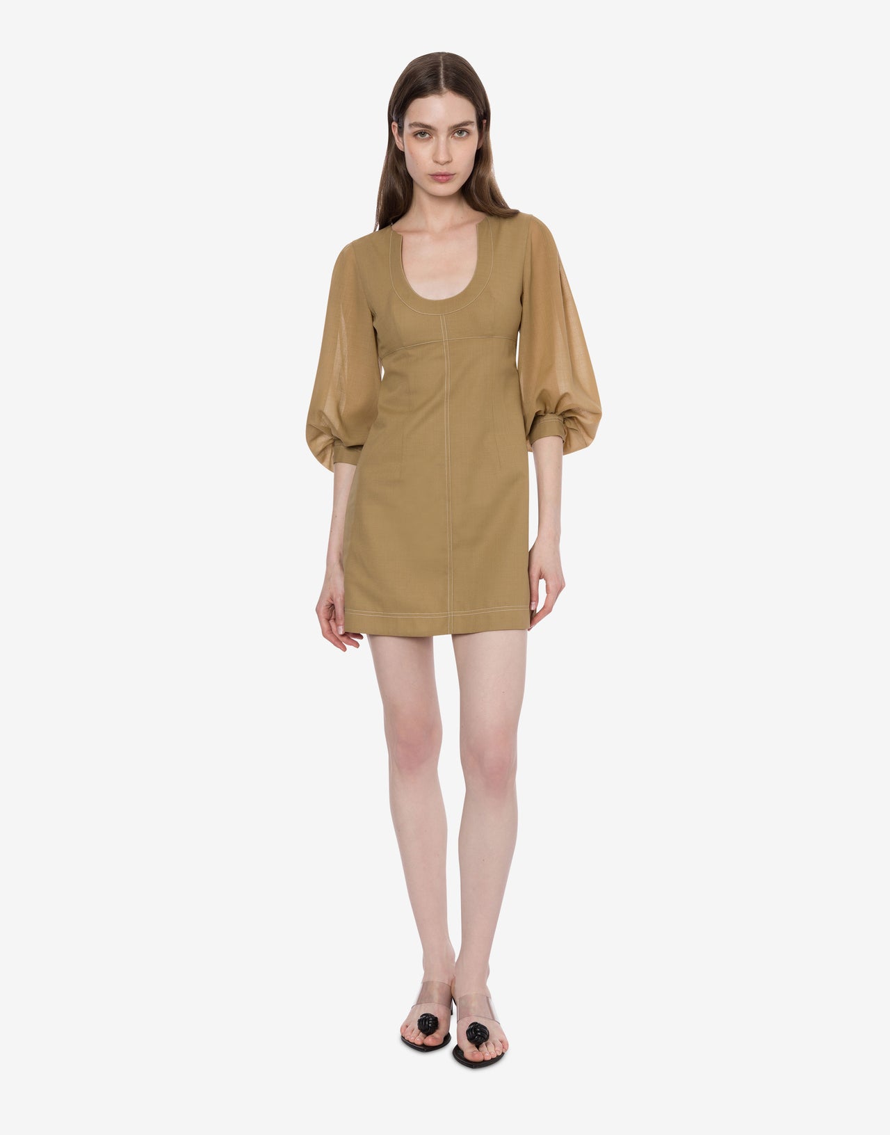 Voile minidress with voluminous sleeves