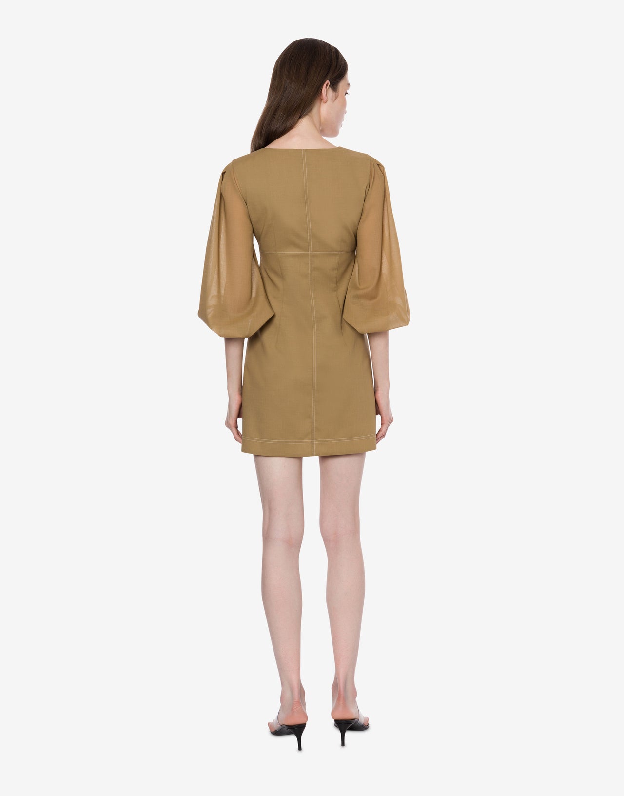 Voile minidress with voluminous sleeves