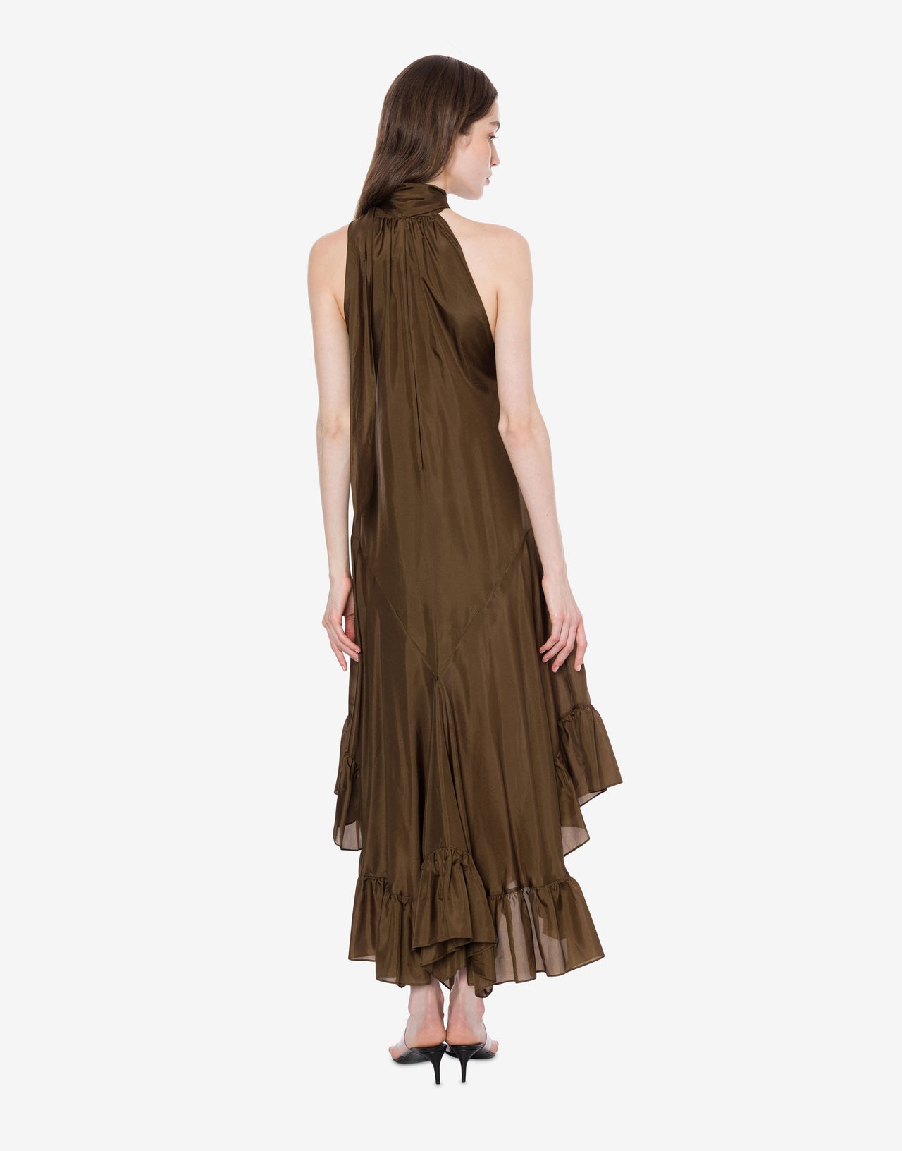 Washed habotai silk longuette dress