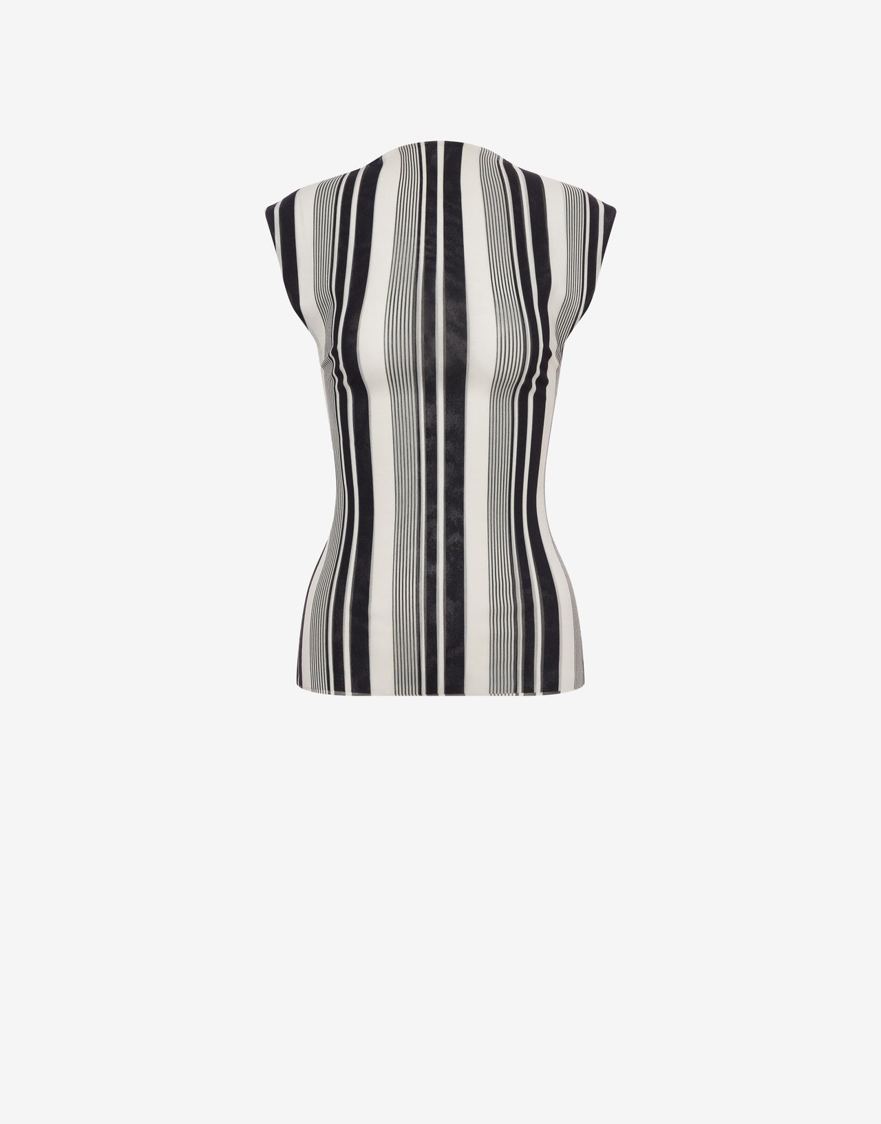 Stretch tulle top with stripe print