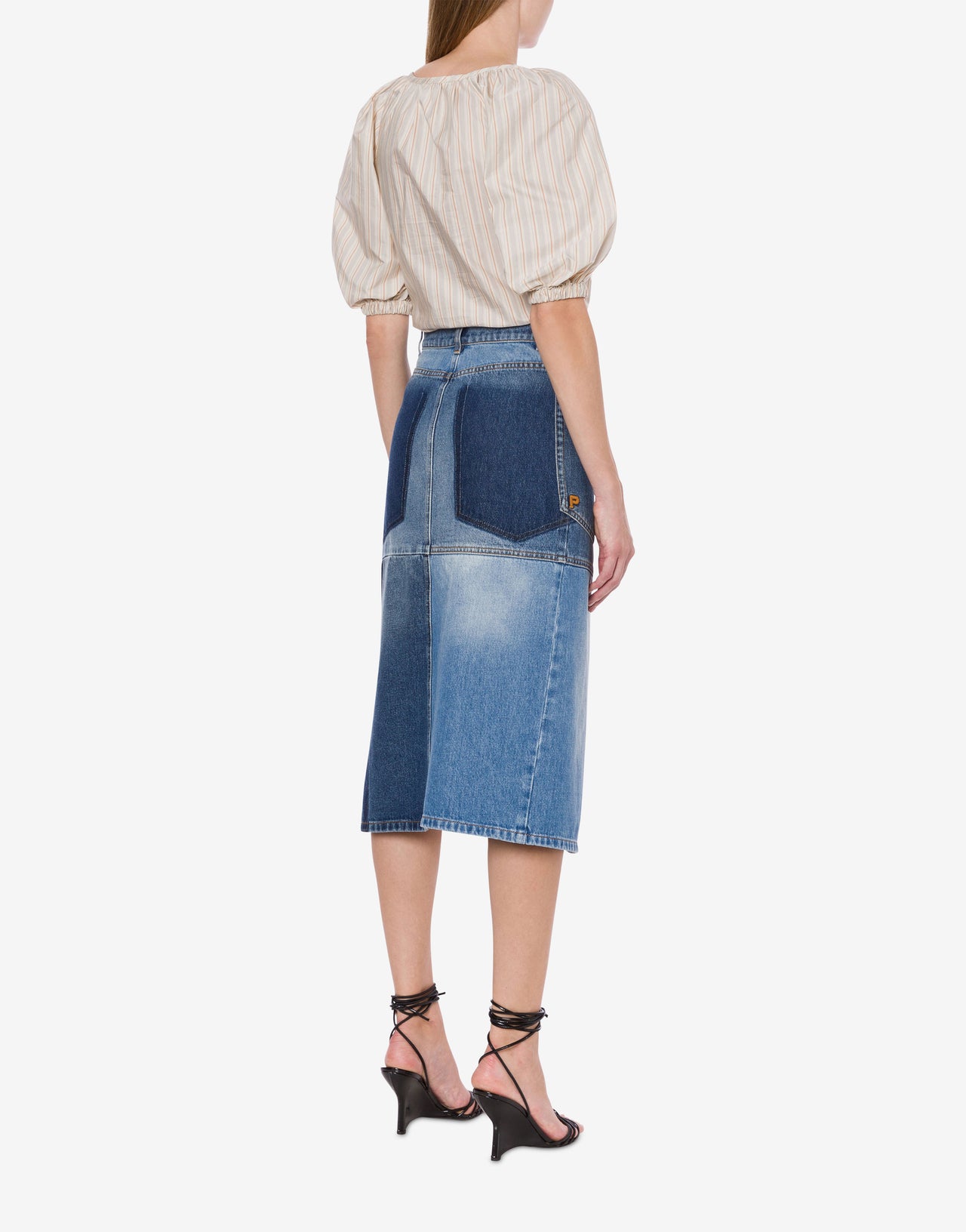 Denim wrap skirt patchwork