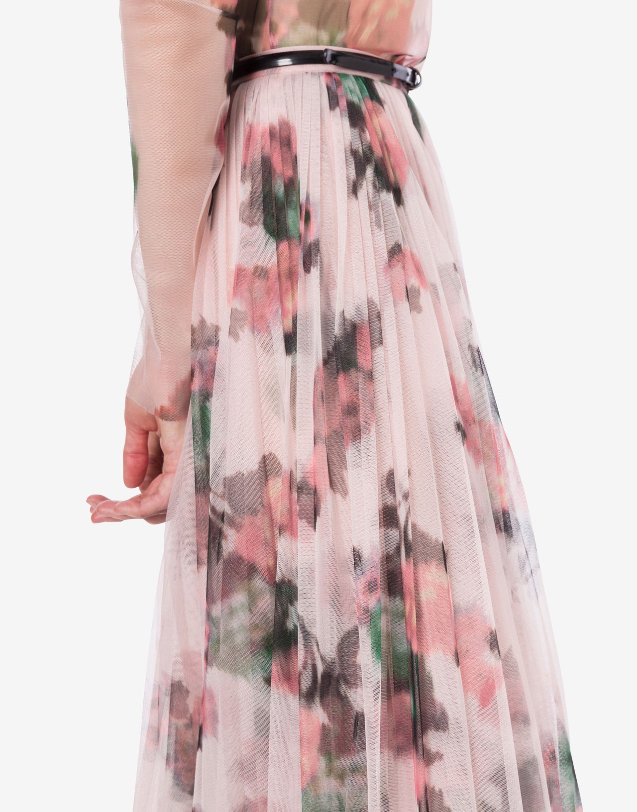 Skirt longuette in tulle with flower print