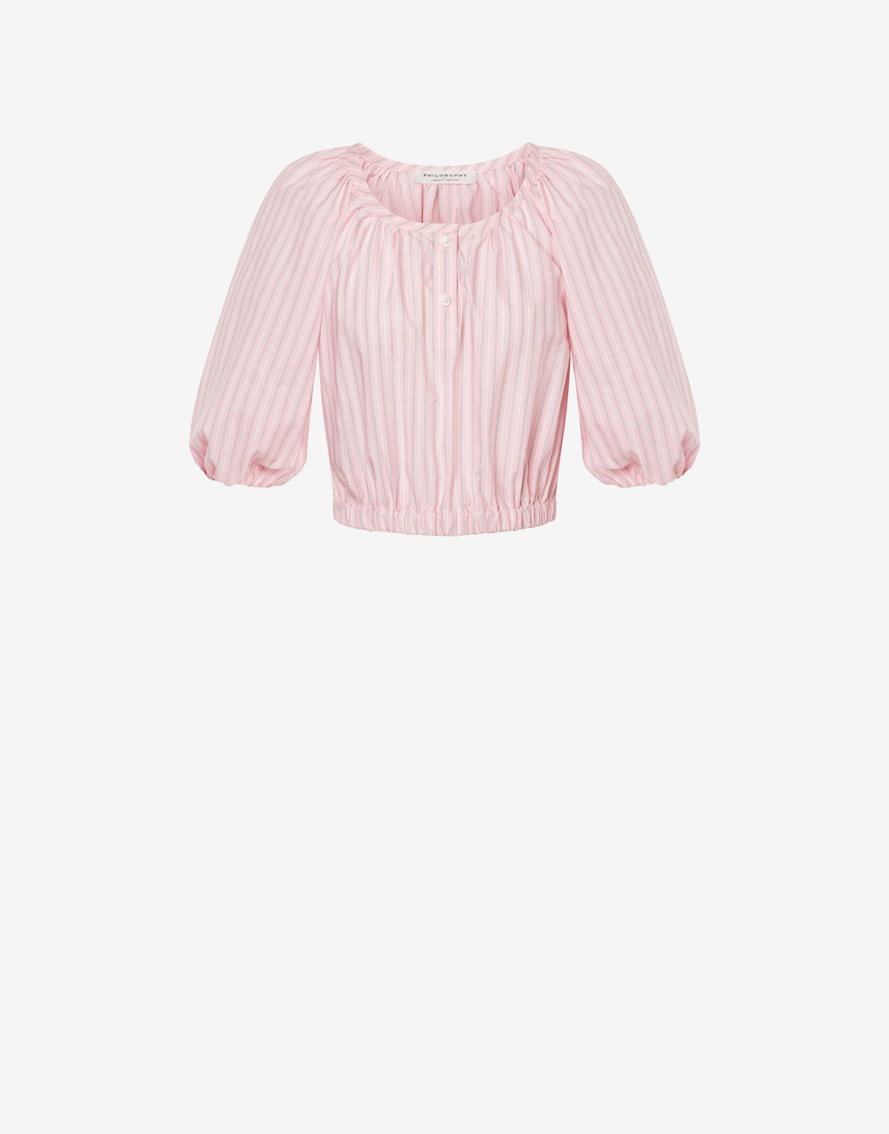 Shirt cropped in striped cotton