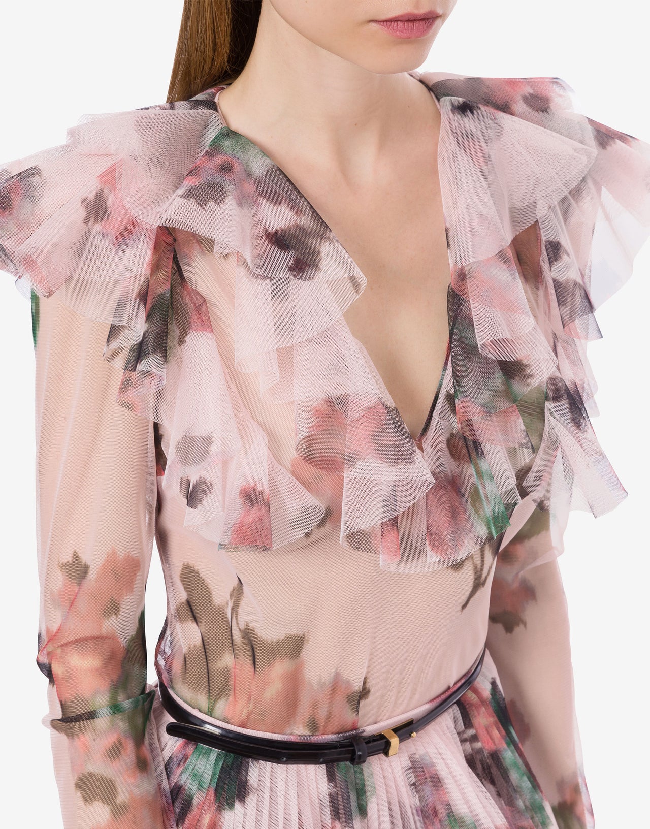 Tulle blouse with flower print