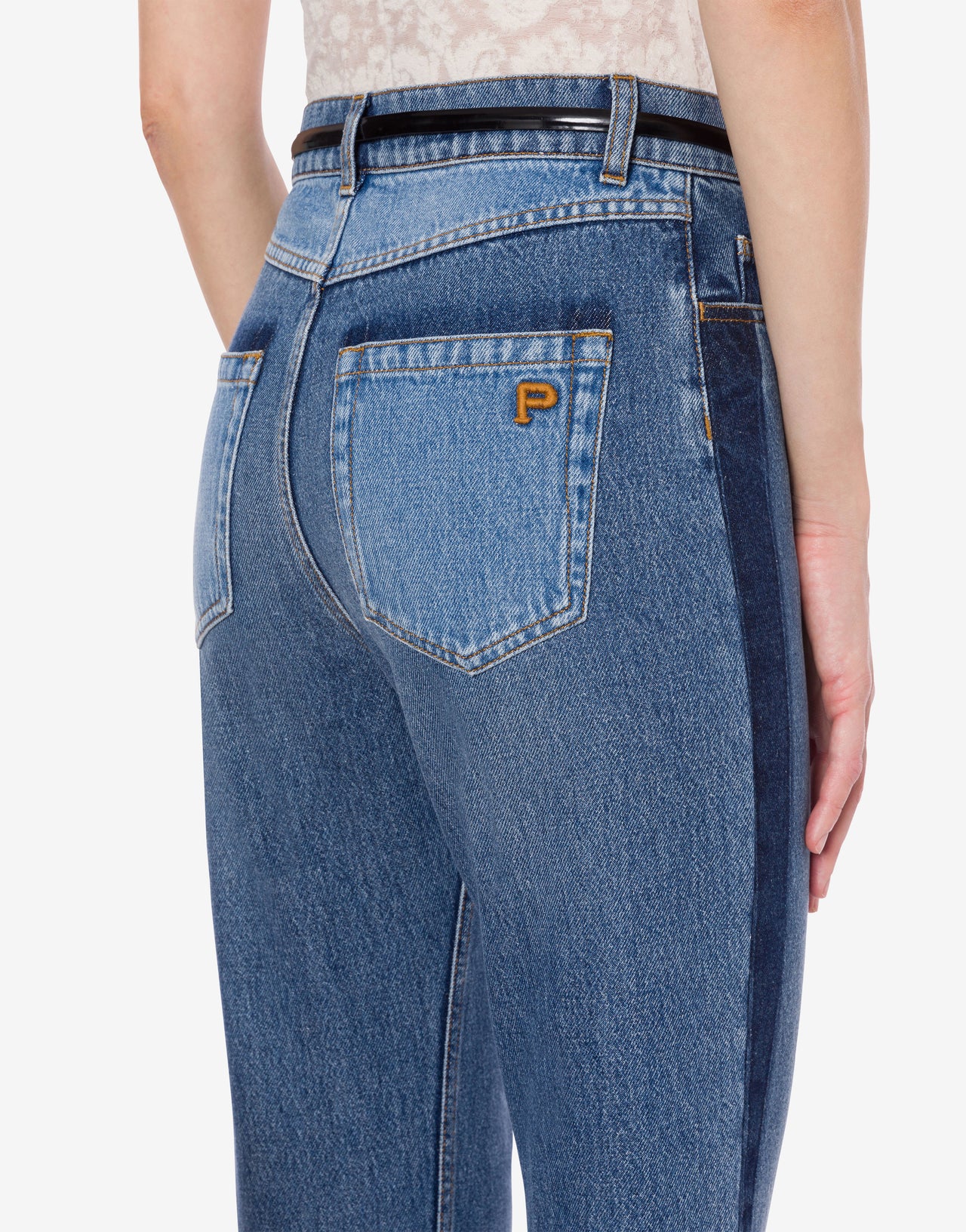 Denim trousers patchwork