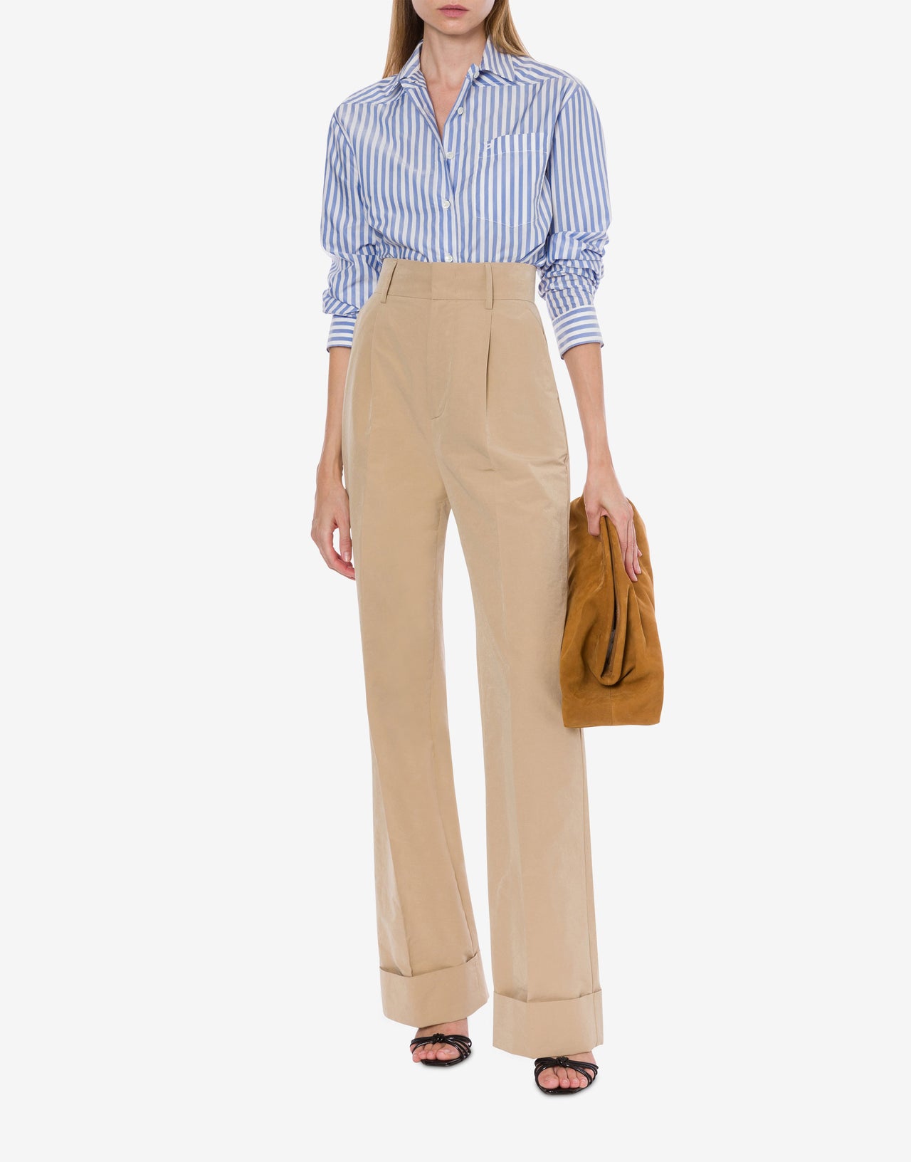 Wide trousers in technical cotton