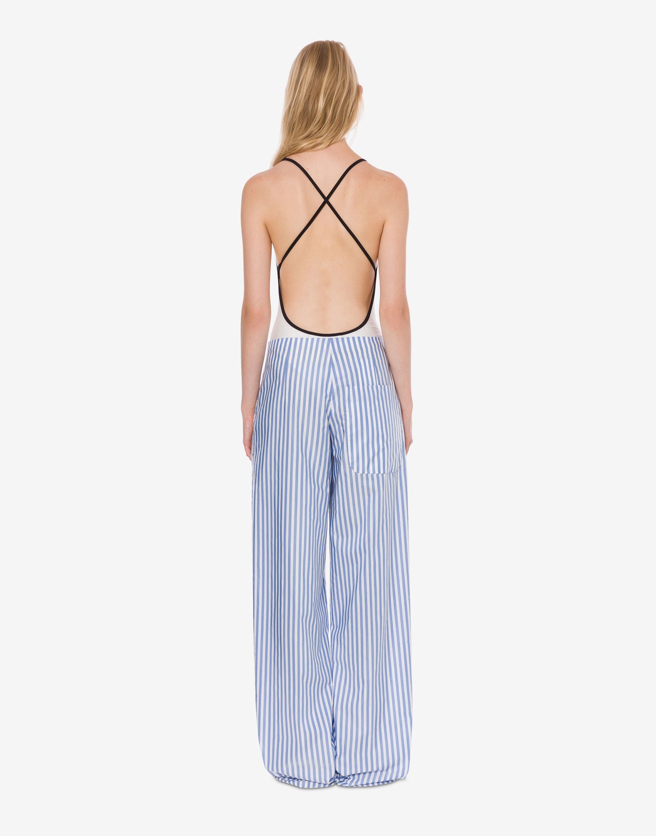 Wide trousers in striped cotton