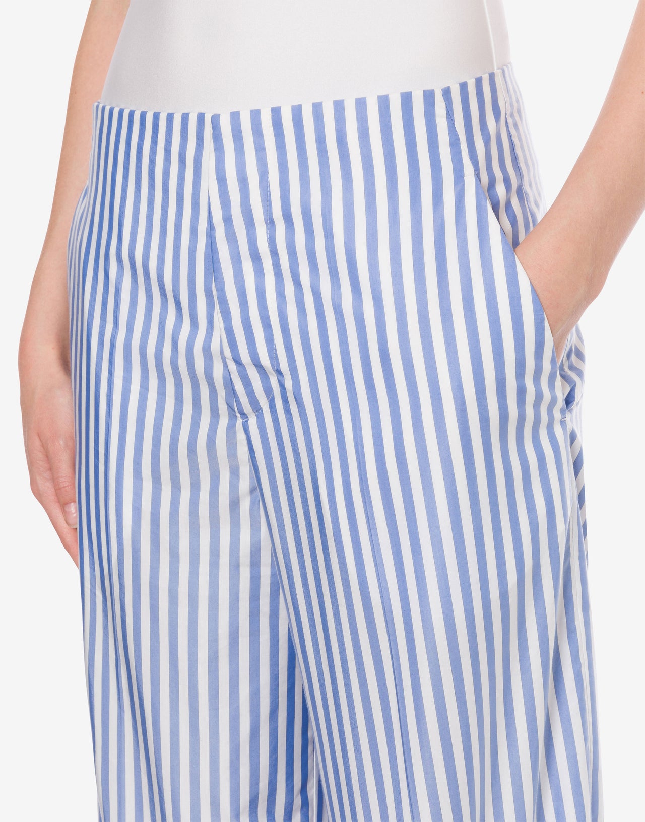 Wide trousers in striped cotton