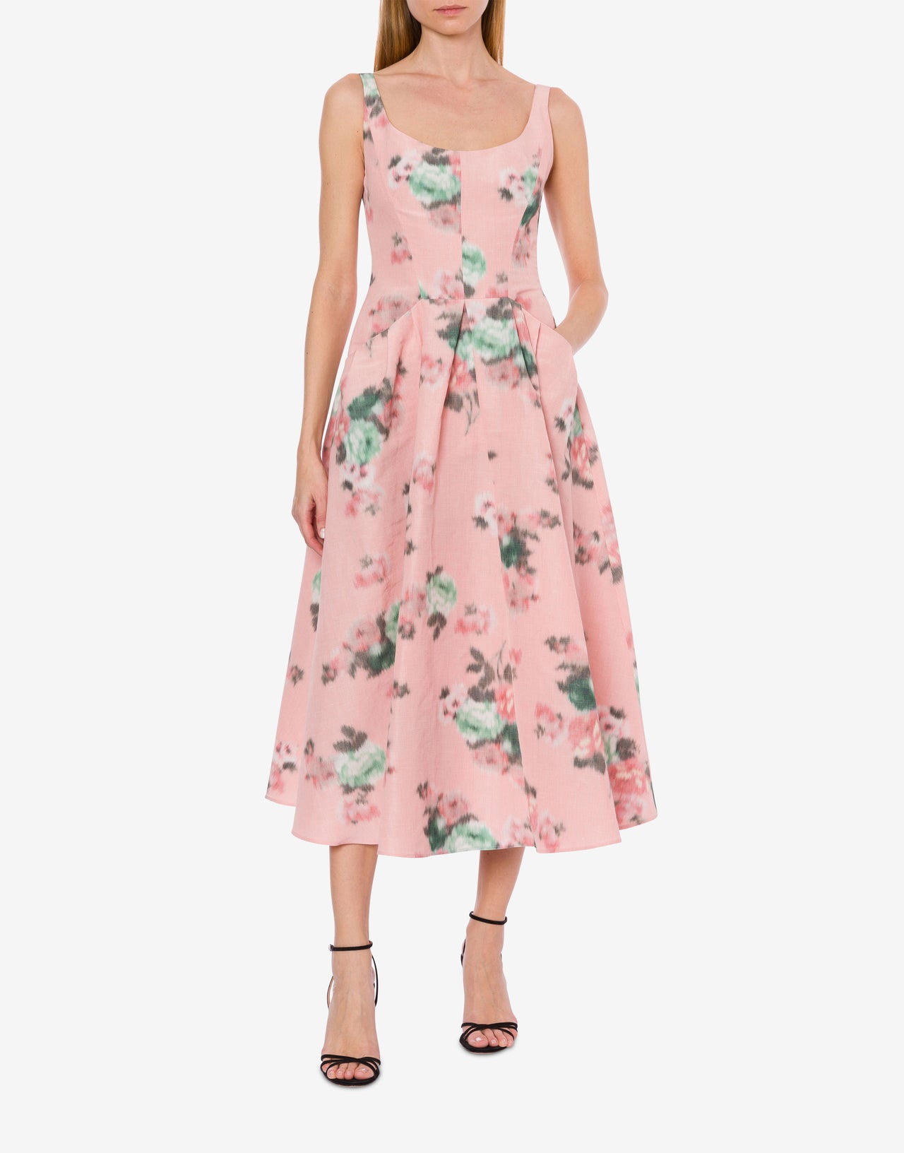 Longuette dress in taffetà floral