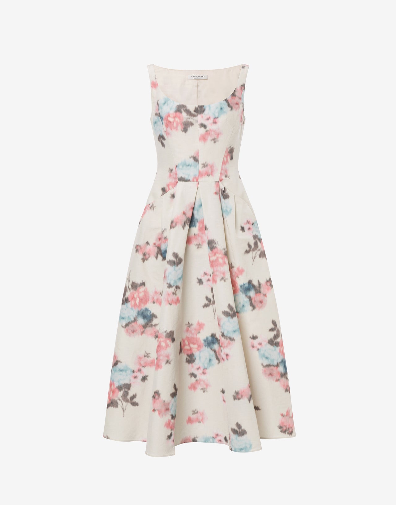 Longuette dress in taffetà floral