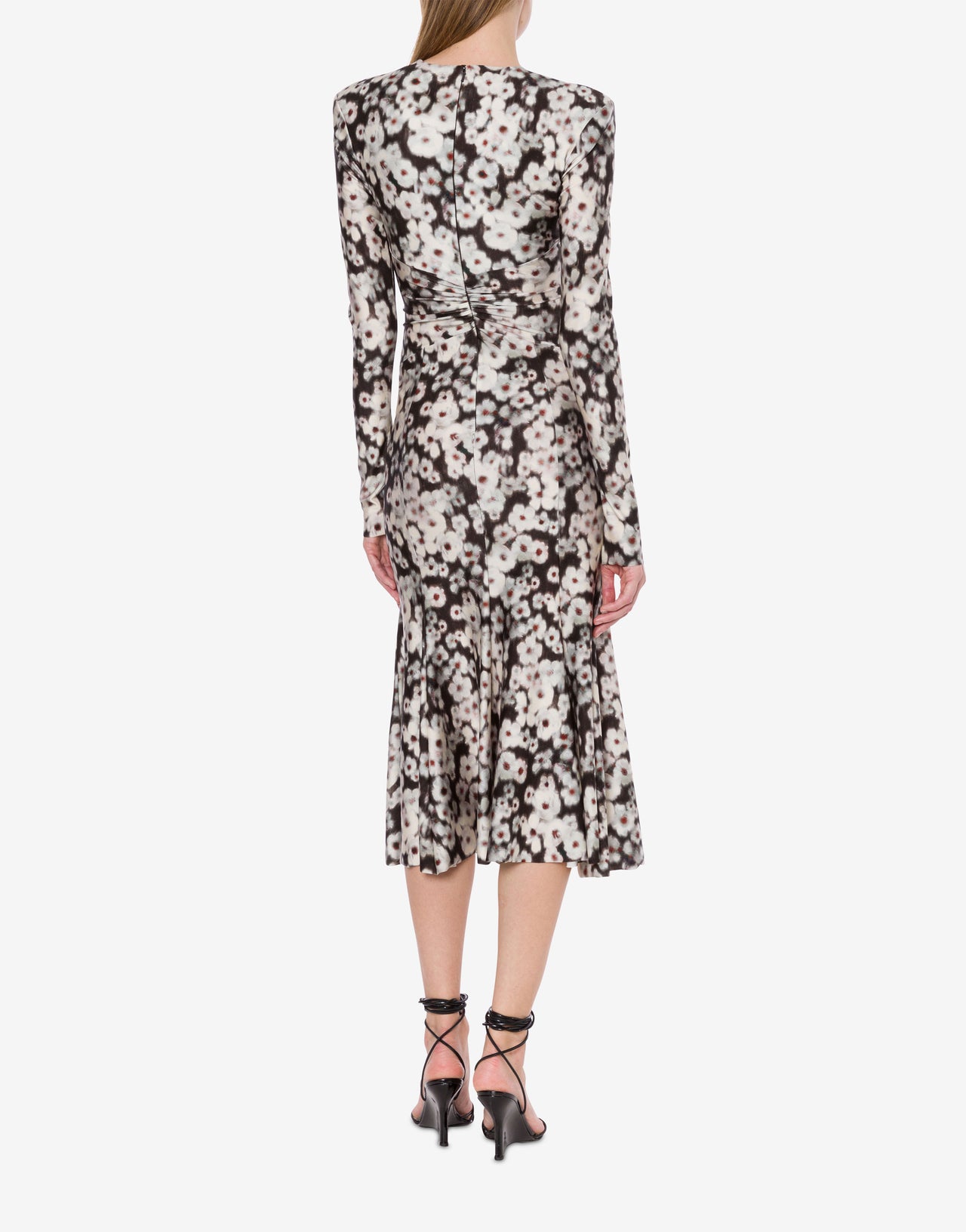 Crew-neck dress in lycra with flower print