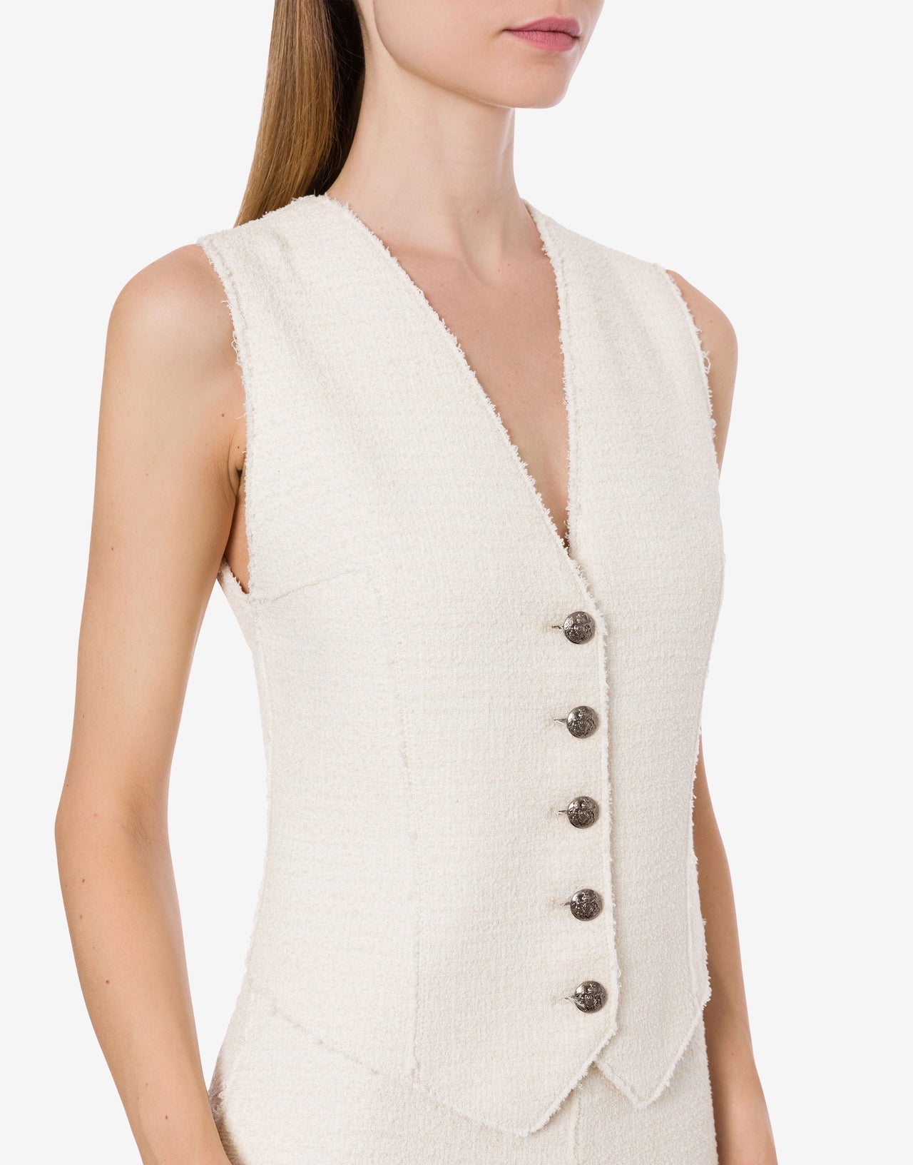 Waistcoat made of bouclé cotton blend