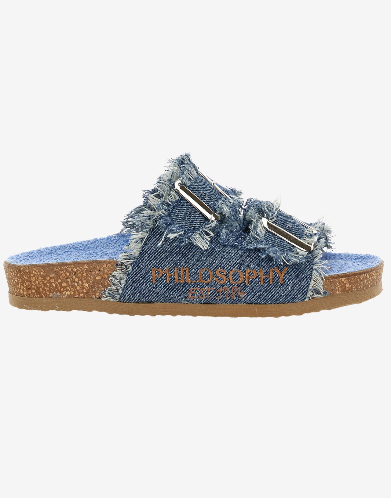 Kids denim sandals with embroidered logo