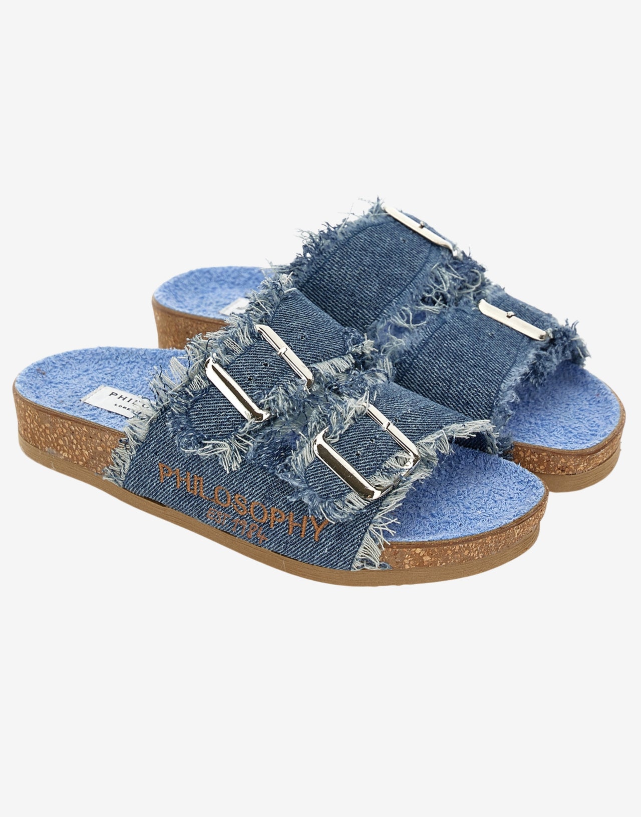 Kids denim sandals with embroidered logo