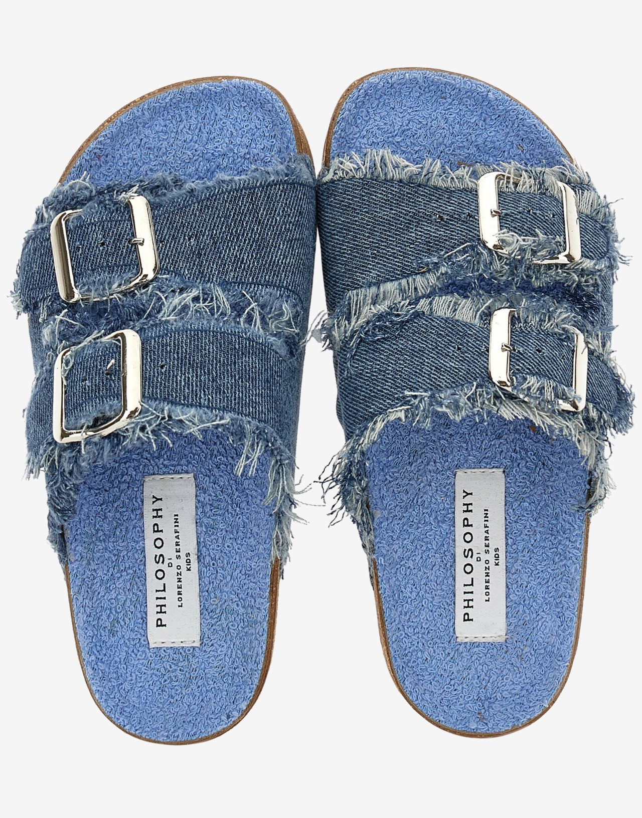 Kids denim sandals with embroidered logo