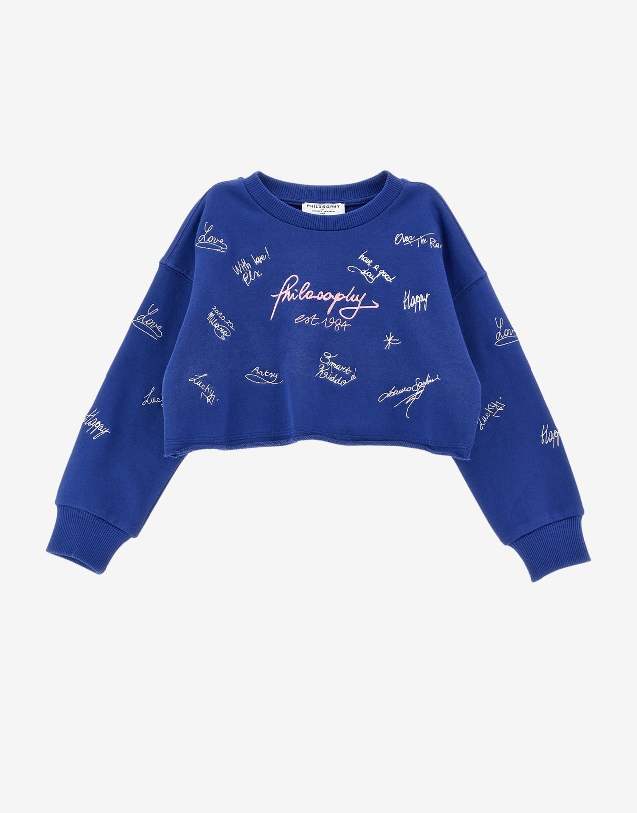 Kinder-Sweatshirt mit Allover-Schriftzug